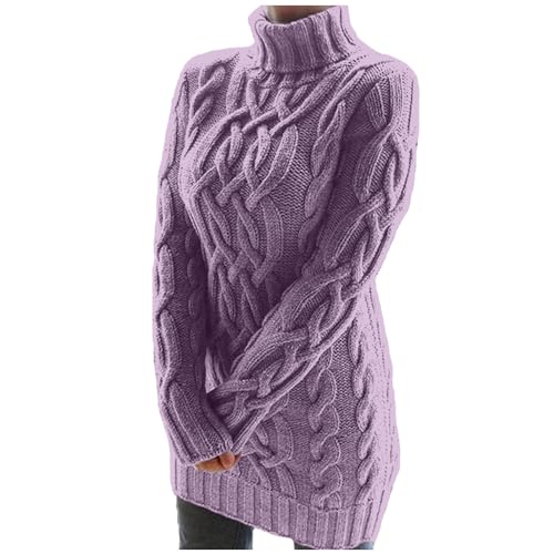 Pulloverkleid Damen, Strickkleid Damen Rollkragen Strickpullover Elegant Pulloverkleid Pullikleid Winterkleid Sweater Wollkleider Langarmkleid...
