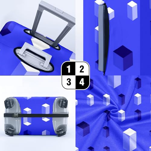 Travel Luggage Cover Suitcase Protector Scratch-Resistant Fit Not Included Suitcase Blue And White Checkered Pattern XL-30-32in4