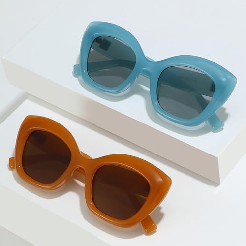 Lunettes de soleil œil de chat aux rivets rétro et reflets translucides - 3