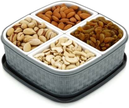 Zapex Masala Rangoli Box Dabba for Keeping Spices, Spice Box for Kitchen, Masala Container,Wooden Style, 4 Sections (Pack of 1)(Multi Colour)