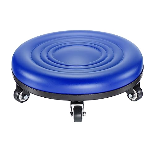 PATIKIL Low Roller Seat Wheel Stool Chair - PU Leather Universal Wheel for Home Office Fitness - Round Rolling Short Stool (Blue) by PATIKIL - Used condition - US$28.46