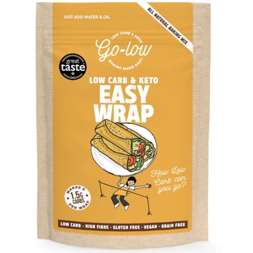 GO-LOW Keto & Low Carb Easy Wrap Mix | Super Clean Ingredients | Award winning | High Fibre | Diabetic friendly | Vegan | Gluten Free | Made in Yorkshire | Makes 8 Wraps