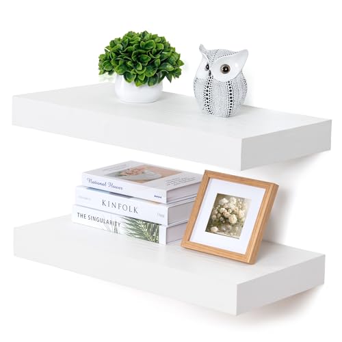 FLYJOE Deep Floating Shelves, 24'' x 12'' White Shelves for Wall Set of 2 by FLYJOE - Used condition - US$49.59