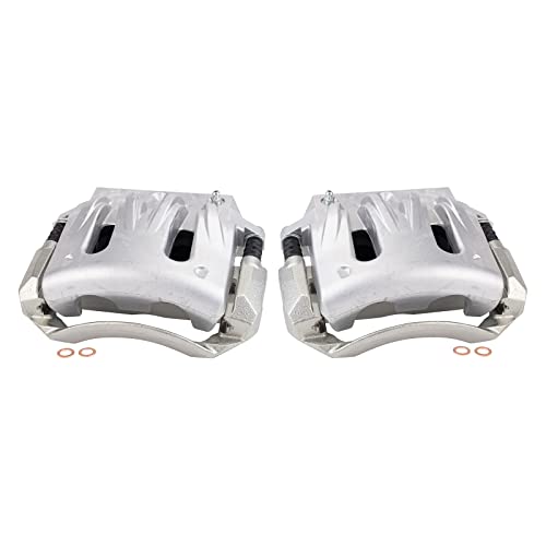 Image of TRQ Front Brake Caliper Set Zinc Coated Brackets Hardware Compatible with 2004-2007 Ford Freestar 2004-2007 Mercury Monterey