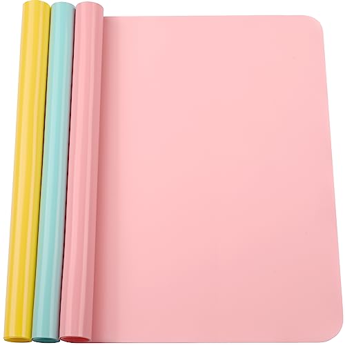 Actvty 3 Pack Silicone Mats, 15.7"x 11.8" Silicone Sheets for Crafts, Placemat, Resin Casting Molds Mat, Jewelry Casting Supplies (Pink Blue Yellow)