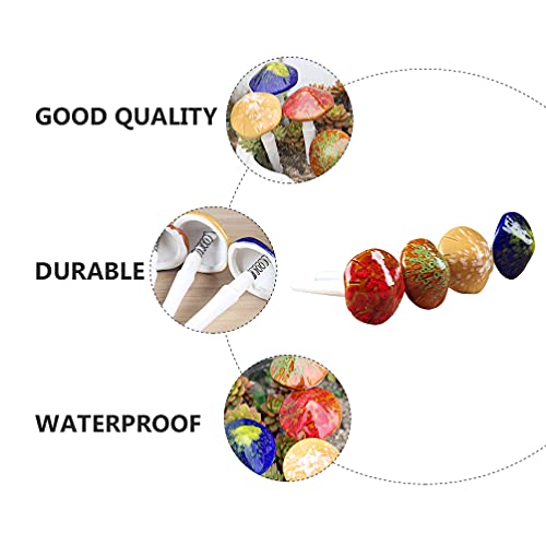 Cabilock Mushroom Decor 4Pcs Ceramic Mushroom Sculpture Hand- Made Mushroom Statue Garden Mushrooms Fairy Lawn Ornament Patio Flowerpot Decorative Plants Stakes Accessories (Random Color) Terrarium #TOP1