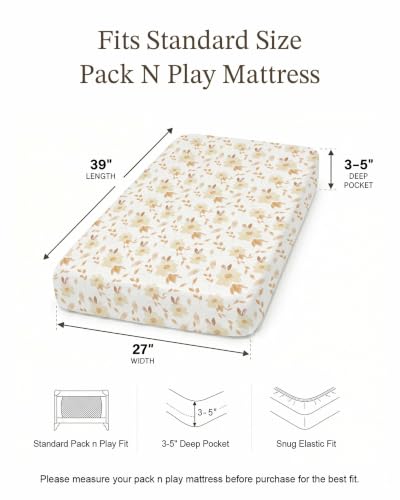 Image of Crib Sheets for Boys and Girls, 2 Pack Fitted Baby Sheets for Standard Toddler Mattress 28 inch x 52 inch, Soft Breathable Jersey Knit Baby Bedding (Honeybee Dreams)