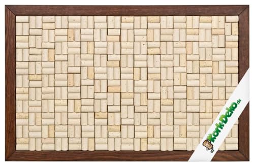  Bacheca in sughero – Bacheca XL in sughero nuovo tappo di sughero / tappo di vino con cornice (scuro) – 90 x 60 cm – 100% sughero naturale – Elegante ed elegante – Accessorio per cucina e soggiorno