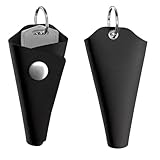 Voolup Full Grain Leather Key Wrap, Motorcycle Key Organizer Pouch, Durable Key Holder with Silencer & Key Ring Cover, Ideal for Key Organization (Black)
