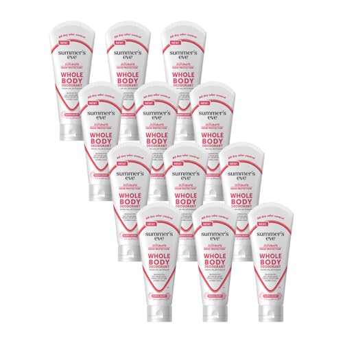 Summer’s Eve Ultimate Odor Protection Whole Body Deodorant Cream, Blissful Escape, Aluminum Free, All Day Odor Control, Invisible Cream, 3 Ounce (Pack of 12)