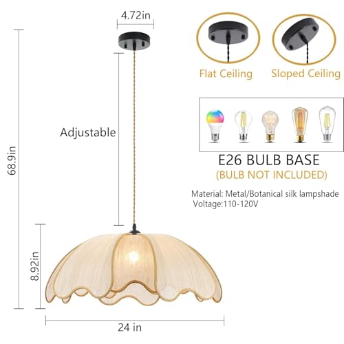 LZUHYSPG Boho Chandelier Golden Fabric Chandelier for Dining Room & Living Room, Kitchen, Bedroom, Restaurant Deco by LZUHYSPG - Image 2