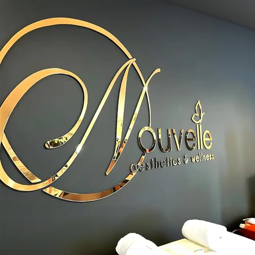 Custom Logo Signage Business Signboard Wall Mounted 3D Mirror Logo Sign for Reception Beauty Salon Laser Cut Acrylic Sign Gift for New Businesses