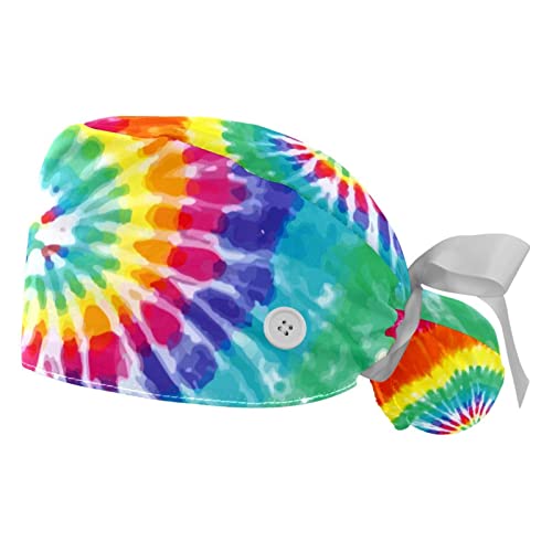 Chapeaux bouffants JDEZ Tie Dye : lot de 2 casquettes de travail réglables