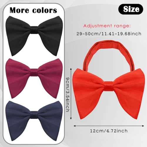 Image of Luckyvestir Oversized Bow Ties for Men, Black /Red Big Bow Tie, Solid Color Pretie Bowtie Men for Tuxedo Wedding