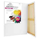 PHOENIX 18x24 Inch Pack of 2 Canvas - Large Stretched Canvases for Painting, 8 Oz Triple Primed 5/8 Inch Profile 100% Cotton White Blank Framed Canvas for Oil Acrylic & Pouring Art