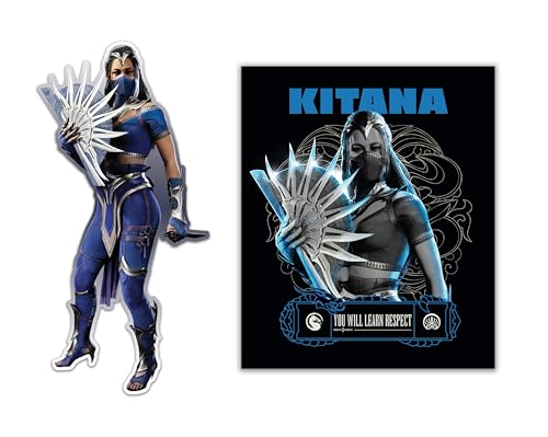Elektroplate Officially Licensed Mortal Kombat Kitana Dynamic Decals | Premium Auto-Grade Weatherproof Vinyl Stickers for Car, Water Bottle, Gaming Gear, Devices | Made in the USA | Set of 2