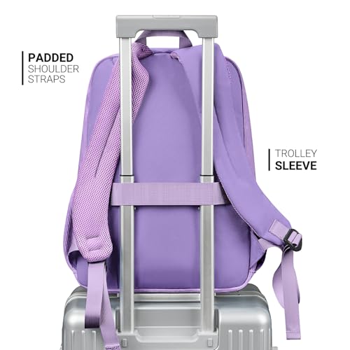 ZORFIN 26L Backpack for School, College, and Travel: Corduroy Bookbag with 8 Compartments - Deep Purple - Thumbnail 5