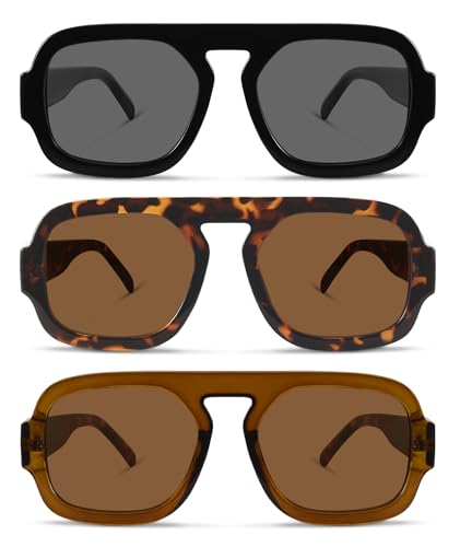 YDAOWKN Retro Square Aviator Sunglasses for Women Men Trendy Flat Top Sun Glasses UV Protection Vintage Shades2