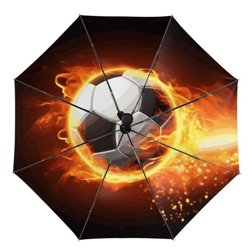 Parapluie automatique Soccer Flame pliable et résistant au vent