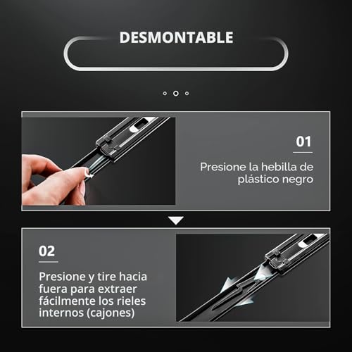 Miniatura 6 de Aolisheng Guias Correderas Para Cajones 200mm Rieles Para Cajones Extensión Completa 45 Kg Capacidad Carga Guías Laterales Para Cajones Con Rodamiento De Bolas 1 Par 2 Piezas