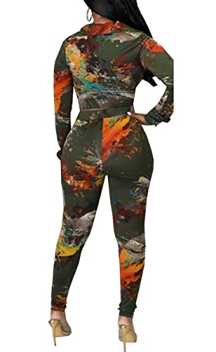 Hannahzone 2 Piece Outfits For Women Floral Print Long Sleeve Pants Tracksuit Sets #TOP2