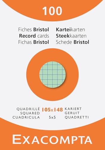 Exacompta - Nr ref. 13479E - Karton 10 pudełek po 100 nieperforowanych arkuszy 5x5 w kratkę - format 105 x 148 mm - - różne kolory
