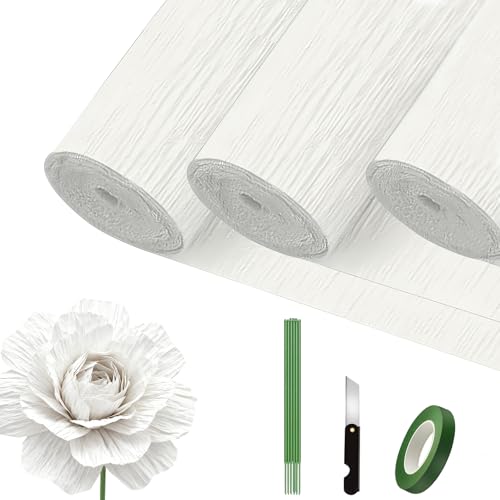 Papier crépon de qualité supérieure multicolore, 3 rouleaux robustes de 25cm pour décors durables