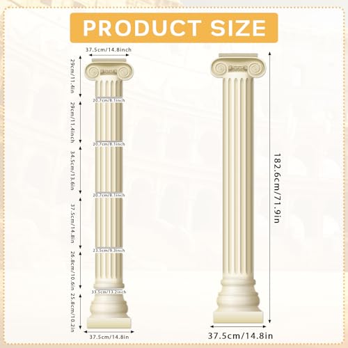 Yiaoyinnz 2Pcs Greek Columns Cardboard Pillars Cutouts Ancient Greek Party Decor for Birthday Medieval Renaissance Wall Photo Backdrop Photography Background Supplies