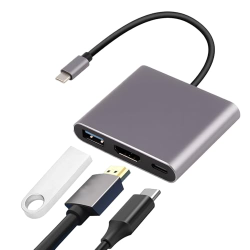 Adaptador USB C a HDM, 3 en 1 Multipuerto Hub Tipo C con 4k@30Hz, PD 100W USB 3.0 y Puerto de Carga Convertidor Digital Portátil Compatible con MacBook Pro, Google Chromebook, HP, Samsung S9+
