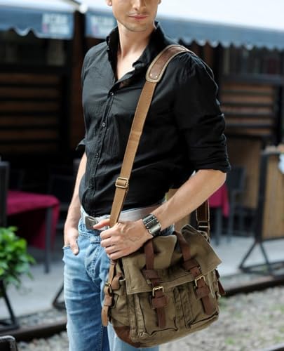 バッグ BG VINTAGE MILITARY BAG Berchirly Vintage Military Men Canvas Messenger Bag for 13.3Inch