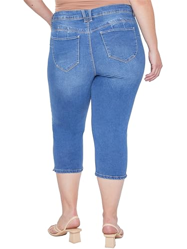 Royalty For Me Womens YMI Jeans Women's Plus Size Sustainable Wannabettabutt Mid Rise Capri Jeans3