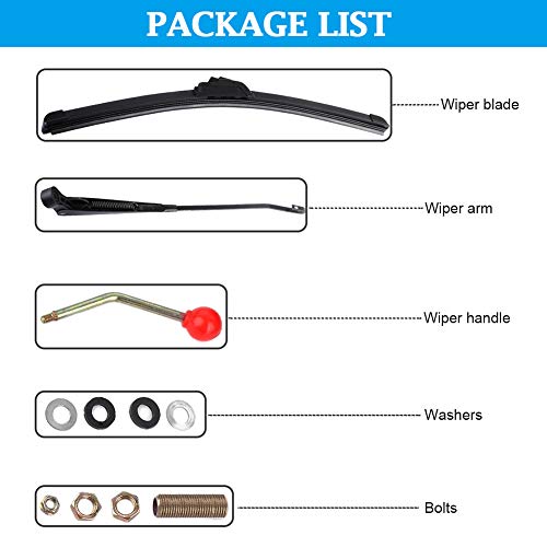 Gekufa UTV Hand Operated Windshield Wiper Manual Wiper with 15.7’’ Wiper Blade Compatible with Polaris Ranger 570 800 900 1000, Polaris RZR 800 900 1000 XP, Can Am, Kawasaki,Pioneer, Golf Cart - Thumbnail 5