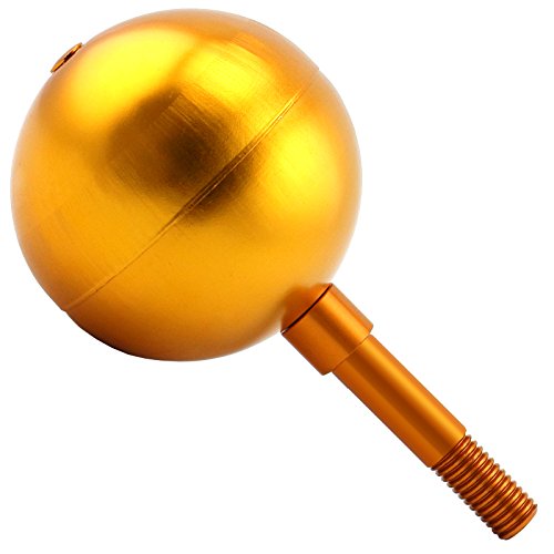 BYB Gold Anodized Aluminum Flagpole Ball Ornament, 3-Inch, Suitable for US Flag