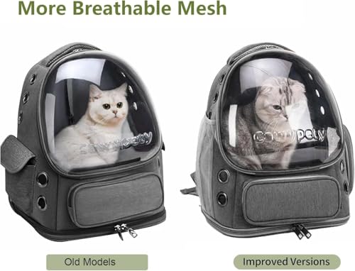Image of Cat Backpack Carrier Expandable Pet Carrier Backpack for Small Medium Cats Fit Up to 18 Lbs, Foldable Puppy Backpack Carrier for Travel, Hiking (Dark Grey, 11L x 16.5W x 13.4H)
