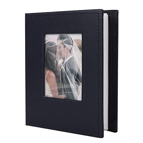 RECUTMS Photo Album 4x6 100 Photos Leather Small Picture Book for Baby Blue