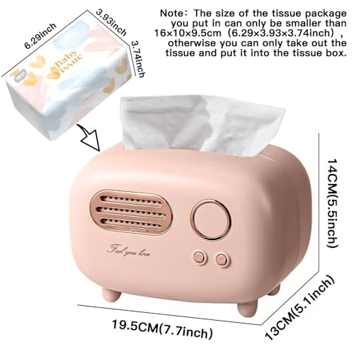 SGVAHY Retro Radio Shape Tissue Cover Box - Unique Multifunction Tissue Box for Kitchen, Bedroom, Office, Parlor, Bathroom Decoration - Creative Gift (Retro Radio Pink)