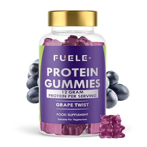Whey Protein Gummies – Grape Twist Flavour, 12g High Protein per Serving – Protein Powder Alternative, Vegetarian, Convenient Whey Protein Supplement (60, Grape Twist)