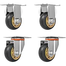 5 Heavy Duty Swivel Casters,Industrial Transport Casters,No Noise Caster Wheels,Set of 4,Which with Locking Brake,for Carts Furniture Equipment Dolly,withoutbrake-4in