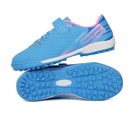 brooman Kids Turf Soccer Cleats Girls Indoor Soccer Shoes Boys Baseball Softball Shoes (3, Blue) — view 5