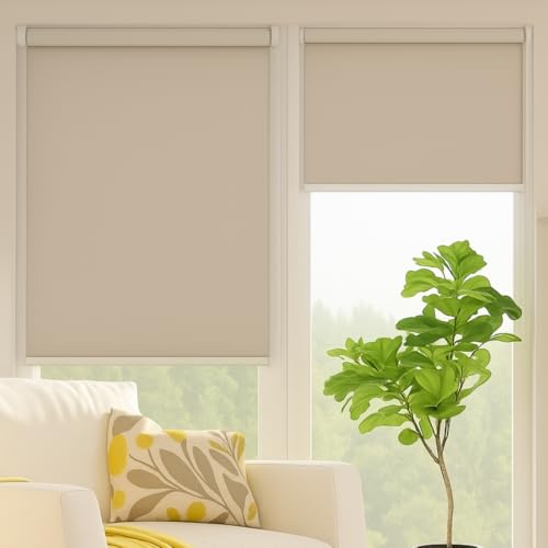 Image of 100% Blackout Roller Blinds for Windows | UV Protection & Thermal Insulated Fabric | Privacy Window Shades for Home & Office | Easy Install