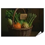 islandburner Poster Weidenkorb mit saisonalem Bio-Gemüse - 