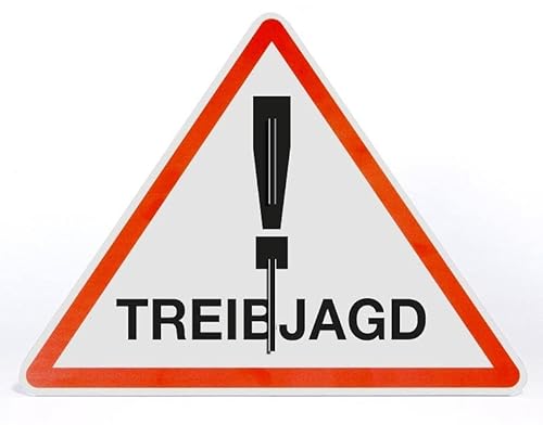 AllesKlaro® - Warnschild Aufsteller - Achtung Treibjagd - Dreieck - freistehend aufstellbar - 4mm Alu Verbundplatte (50x40cm)