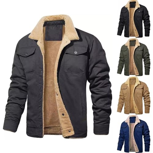 Manteau d'hiver homme marron veste cargo doublée polaire XL - 6