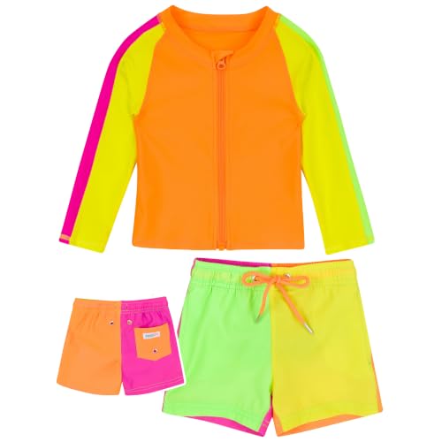 Image of SwimZip Boys' Long Sleeve Rash Guard & Swim Shorts Set - UPF 50+ Sun Protection