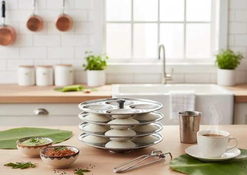 Support à idlis BRACOP avec 4 assiettes rondes en acier pour cuiseur vapeur