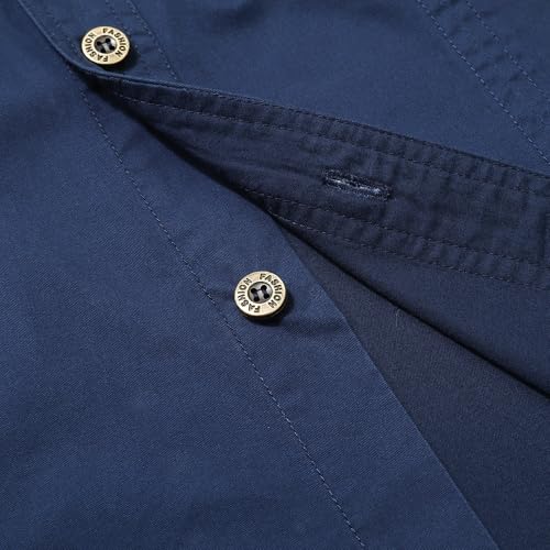 Zyvrenix Men's Shirts Casual Outdoor Cotton Button Down Shirt Jacket Long Sleeve with Pockets Deep Blue 2XL — view 5