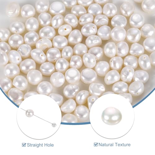 uxcell 100 Pcs Freshwater Pearl Beads, 6-7mm Irregular Loose Gemstone Pearls 0.8mm Side Hole for Leather Cord Beading Jewelry Making DIY Craft, White by uxcell - Image 3