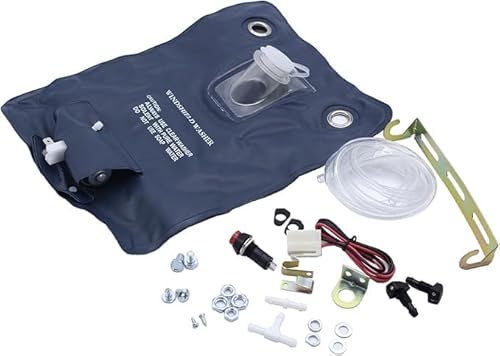 TAKPART 12V Universal Scheibenwaschpumpe Scheibenwaschanlage Wassersack mit Flaschentaschen für Oldtimer 151286776374