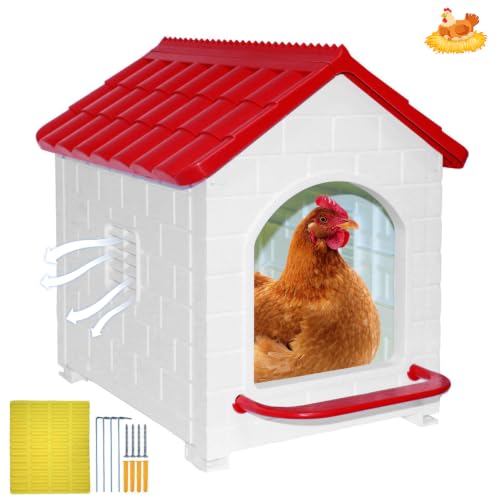 Meyoppm Waterproof Plastic Chicken Nesting Box & Compact Hen House for Coop