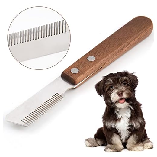 onebarleycorn Couteau à Trimmer pour Main Droitier Couteau à dénuder Professionnel pour Chien avec Manche Ergonomique en Bois